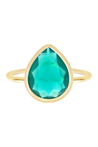 Teal Crystal Pear Ring - GF