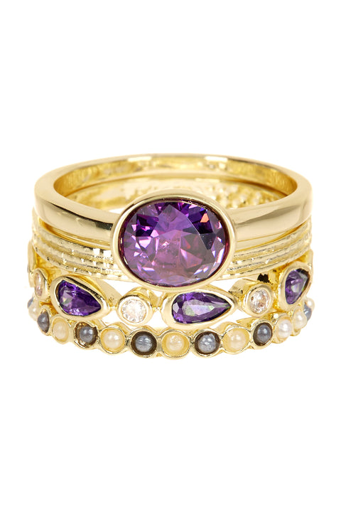 Amethyst CZ Stack Ring Set - GF