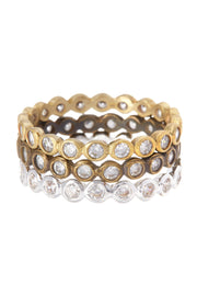 Antique Brass CZ Stack Ring Set - SF/BR