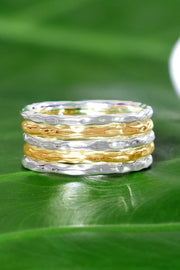 Tri Tone 5 Pc Stack Ring Set - SF