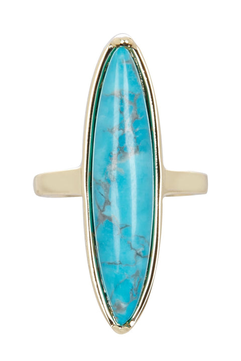 Turquoise Howlite Marquise Statement Ring - GF