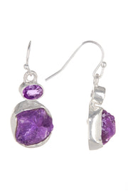 Sterling Silver & Amethyst With CZ Drop Earrings - SS