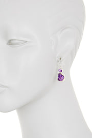 Sterling Silver & Amethyst With CZ Drop Earrings - SS