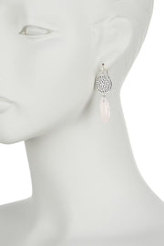 Rose Quartz & Filigree Daisy Drop Earrings - SF