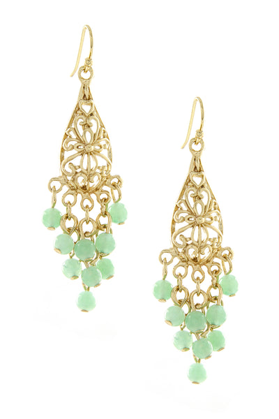 Amazonite Bohemian Bead Tassel Drop Earrings - GF