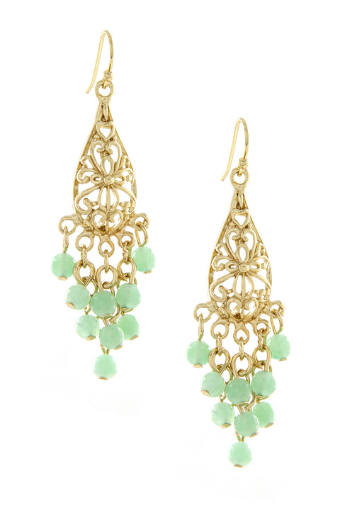 Amazonite Bohemian Bead Tassel Drop Earrings - GF