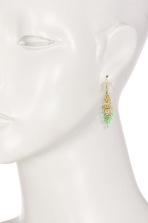 Amazonite Bohemian Bead Tassel Drop Earrings - GF