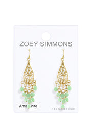 Amazonite Bohemian Bead Tassel Drop Earrings - GF