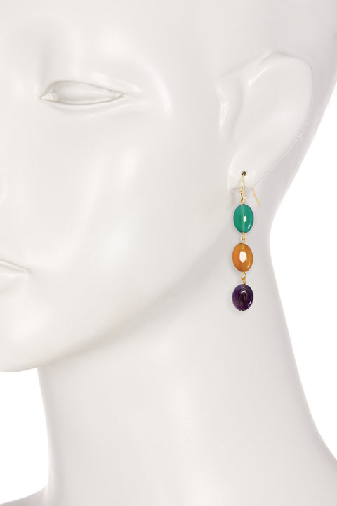 Amethyst & Mixed Agate Drop Earrings - GF