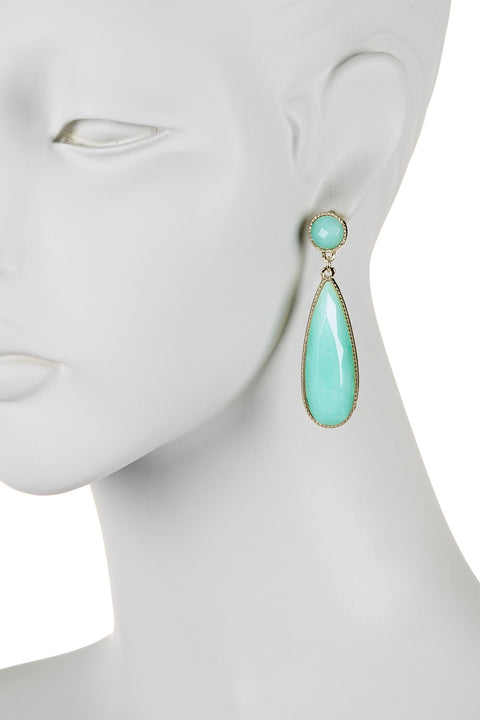 Amazonite Teardrop Statement Stud Earrings - AG