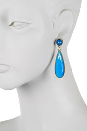 Blue Chalcedony Crystal Teardrop Stud Earrings - AG