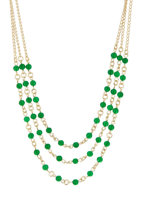 Green Agate 3 Strand Necklace - GF