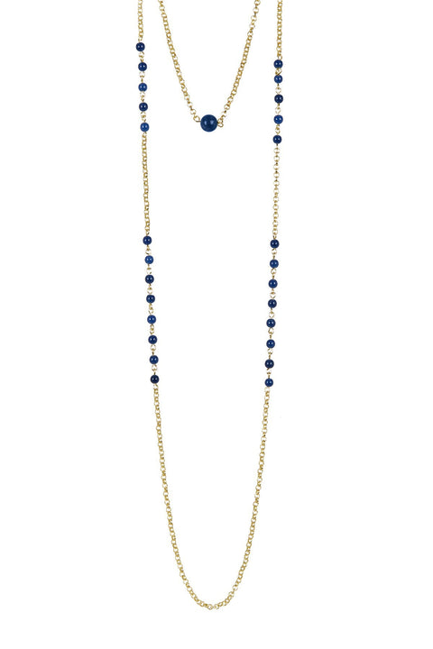 Lapis Beaded Layering Long Necklace - GF