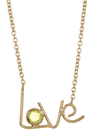 Peridot Crystal & Handmade Love Wire Necklace - GF