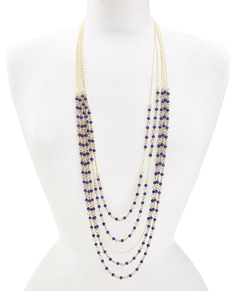 Lapis Multi Strand Long Drape Necklace - GF