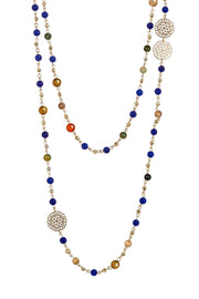 Mixed Stone & Freshwater Pearl Two Strand Necklace - GF