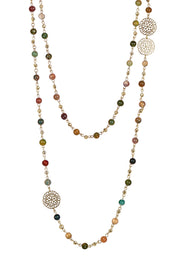 Mixed Jaspber & Glass Pearl Two Strand Necklace - GF