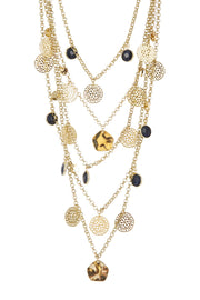 Lapis & Daisy Discs Muti Strand Drop Necklace - GF