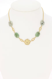 Green Aventurine & Kiwi Jasper Station Necklace - GF