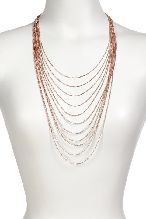 Multi Strand Drape Necklace In Rose Gold - RG