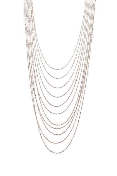 Multi Strand Drape Necklace In Rose Gold - RG