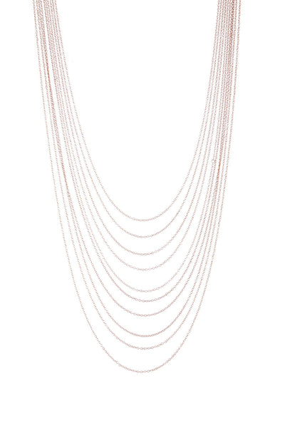 Multi Strand Drape Necklace In Rose Gold - RG