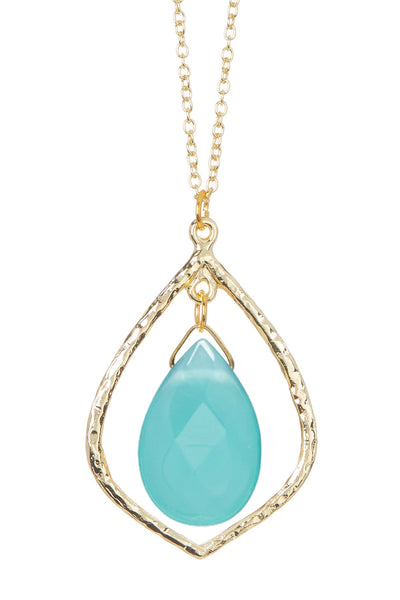 Amazonite Crystal Teardrop Pendant Necklace - GF