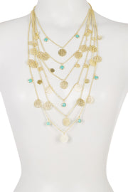 Amazonite Crystal & Daisy Discs Muti Strand Necklace - GF