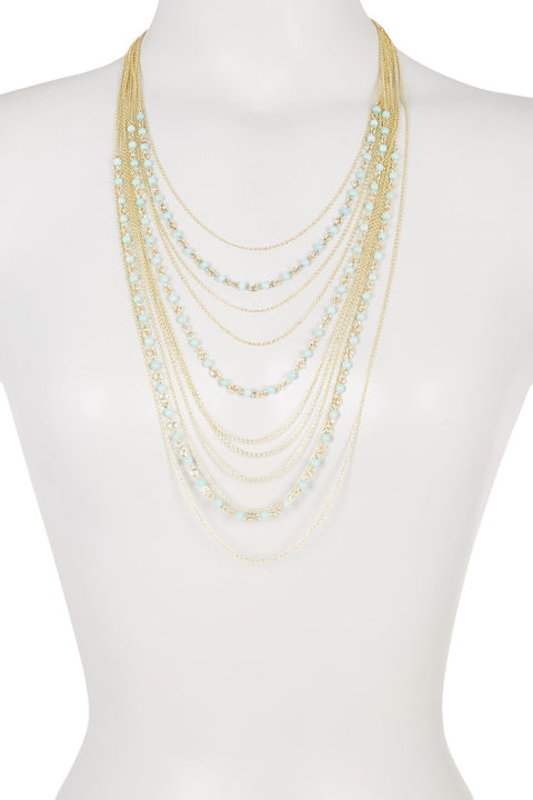 Amazonite & Multi Strand Long Drape Necklace - GF