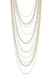 Amazonite & Multi Strand Long Drape Necklace - GF