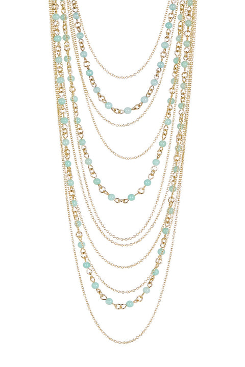 Amazonite & Multi Strand Long Drape Necklace - GF