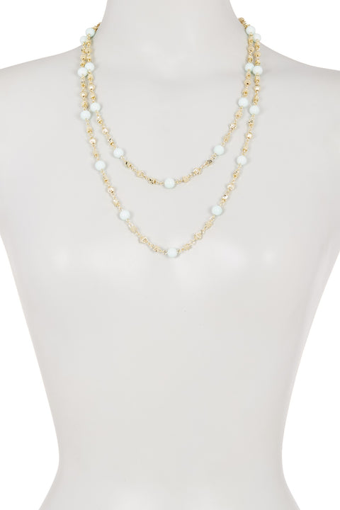 Amazonite Beads Long Double Wrap Necklace - GF