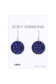 Lapis Round Shaped Drop Earrings - SF