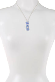 Tanzanite Austrian Crystal Flower Pendant Necklace - SF