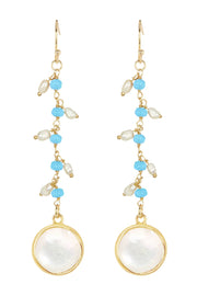 Mother of Pearl & Freshwater Pearl Drop Earrings - GF