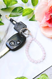 Rose Quartz 6mm Mala Beads Keychain - SF/GF