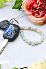 Matte Amazonite 8mm Mala Beads Keychain - SF/GF