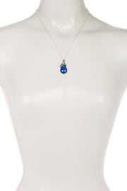 Lapis & Marcasite Pear Pendant Necklace - SF