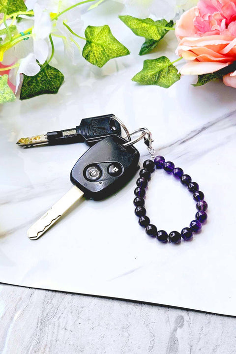 Amethyst 8mm Mala Beads Keychain - SF/GF