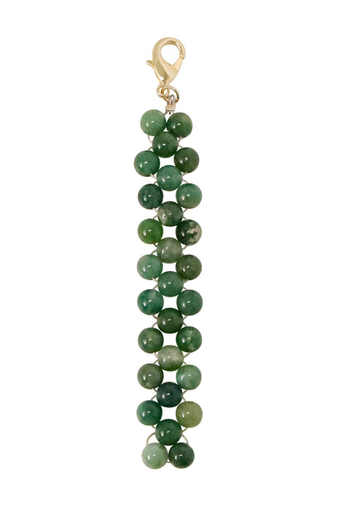 Moss Agate 6mm Mala Beads Braided Keychain - SF/GF