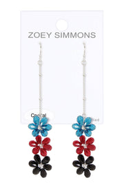 Mixed Austrian Crystal Flower Bloom Drop Earrings - SF