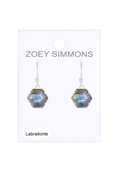 Labradorite Hexagon Drop Earrings - SF