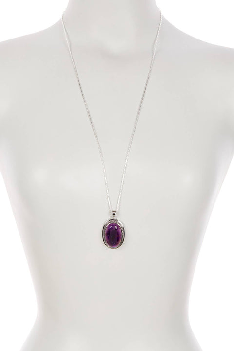 Amethyst Oval Pendant Necklace - SF