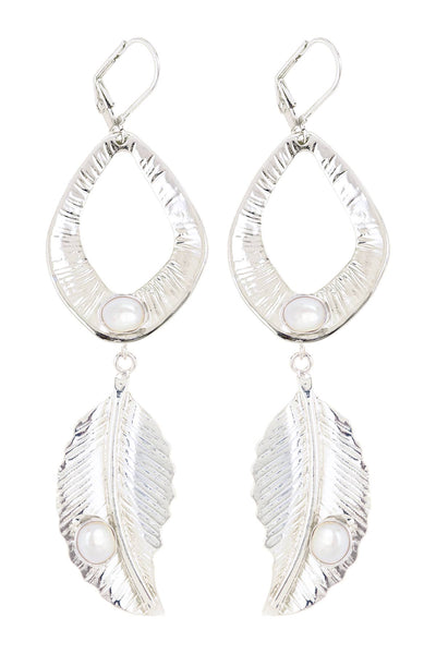 Freshwater Pearl & Leaf Statement Earrings - SF