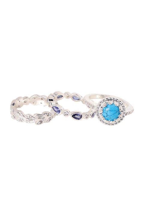 Turquoise & CZ Stack Ring Set - SF