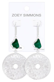 Malachite & Celtic Disc Statement Drop Earrings - SF