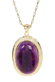 Amethyst Oval Pendant Necklace - GF