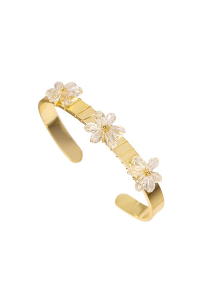 Clear Austrian Crystal Flower Bloom Cuff Bracelet - GF