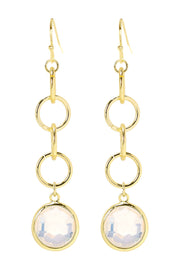 Moonstone Crystal & Interlocking Circle Drop Earrings - GF