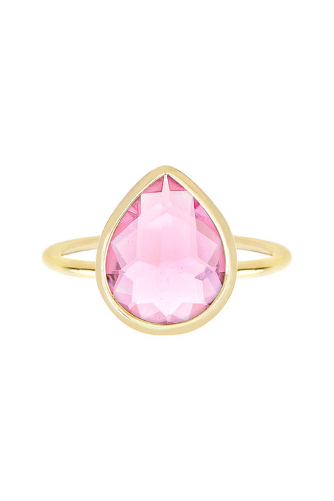 Pink Crystal Teardrop Ring - GF